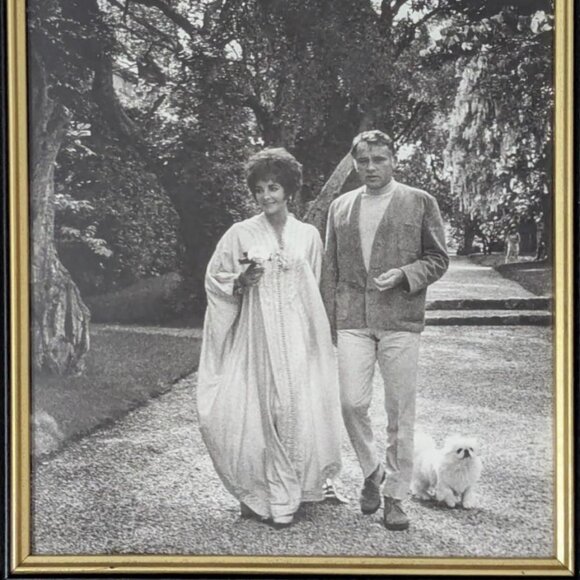 Elizabeth Taylor & Richard Burton Black & White Framed Photograph 17.5"x12.75" - Picture 2 of 3